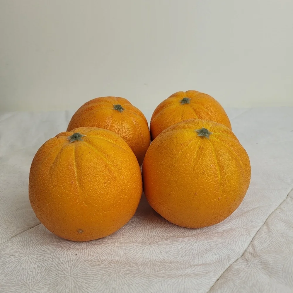 Lot of 4 Decorative Faux Oranges Approximately 3 Inch Diameter Decor Staging